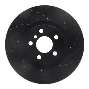 BMW 228i xDrive Gran Coupe Brake Rotor (1) - Front Right - R1 Concepts - Drilled & Slotted - Black - `15-`25